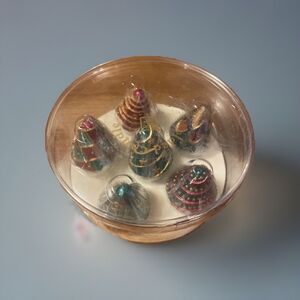 Amscan Homespun Molded Candle Gift Set 6 Mini 2 Inches Christmas Trees NOS